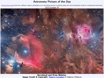 2013年 10月29日 ｢馬頭星雲とオリオン大星雲｣-Astronomy Picture of the Day