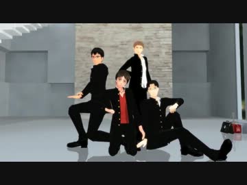 【進撃のMMD】進撃高の四人がマイルームディスコナイト踊ってみた