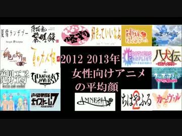 2012・2013年女性向けアニメの平均顔