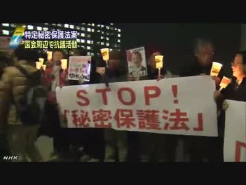 秘密保護法案にろうそくやペンライトで抗議
