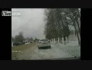 道路に戻ろうとして､トラックにぶつけられる