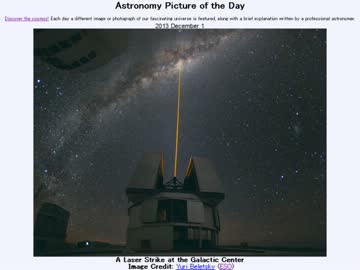 2013年 12月1日 ｢銀河中心を穿つレーザー｣-Astronomy Picture of the Day