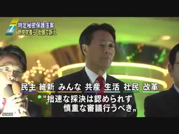 秘密保護法案　野党７党が街頭で慎重審議訴え