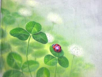 手描きジーンズ：クローバーにてんとう虫を描けるカラーで！