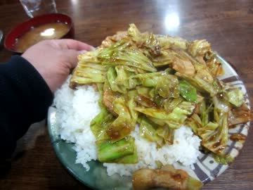 【大盛り】『えぞ松』のホイコーロー定食大盛り ＠飯田橋