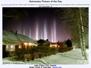 2013年 12月18日 ｢フィンランドの光柱｣-Astronomy Picture of the Day