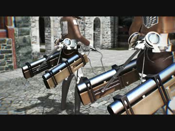 【進撃のMMD】兵長とミカサでSymmetric target【ケーブルダンス】