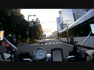 バイク車載・路面電車並走 冬晴れとやま