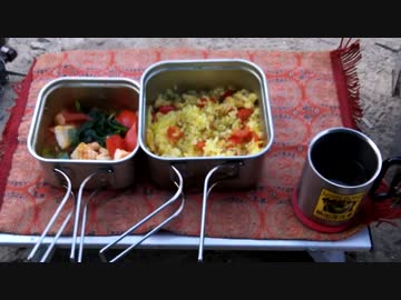 バイクキャンプ歴２年の人がテントを軽く説明し、野外料理-CBバイク旅