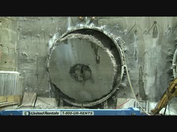 トンネル掘削、シールドマシンの貫通動画