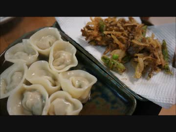 【VS料理祭】おうちで作る筍水餃子 VS 舞茸とスナップエンドウのかき揚げ