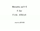 【クラシックギター】F.ソル メヌエット, Op11-5