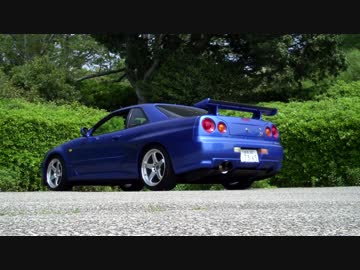 【BNR34】SKYLINE GT-R Exhaust sound１(純正不等長フロントパイプ)