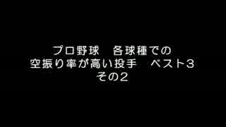 プロ野球　各球種での空振り率が高い投手　ベスト3 その2