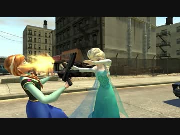 【街へLet it go】GTAでアナと雪の女王が暴れ回ってみたｗｗｗｗｗ【GTA】
