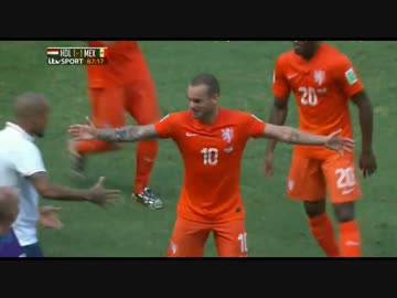 2014 FIFAﾜｰﾙﾄﾞｶｯﾌﾟ オランダ VS メキシコ ハイライト