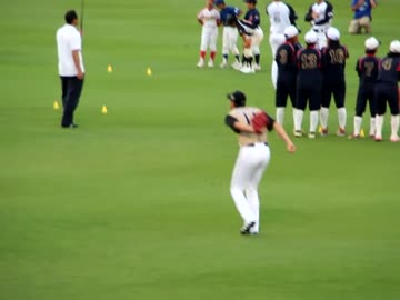 【2014/7/19オールスター】大谷選手と藤浪選手のキャッチボール＆背面キャッチ【甲子園】