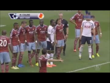 ウエストハムvsトッテナムで観客がFKwww