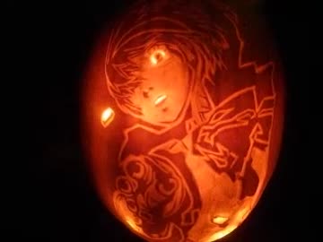 ハロウィンかぼちゃ「ペルソナ３　アイギス」 を彫ってみた