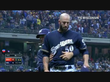 スタントン、顔面に死球を受ける