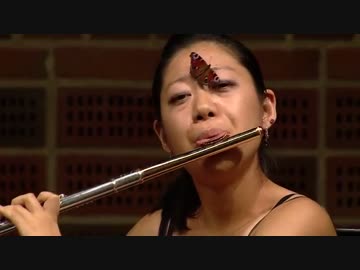 フルート演奏中に蝶が顔に・・・