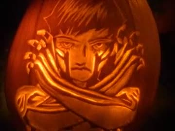 ハロウィンかぼちゃで「真・女神転生３　人修羅」を彫ってみた
