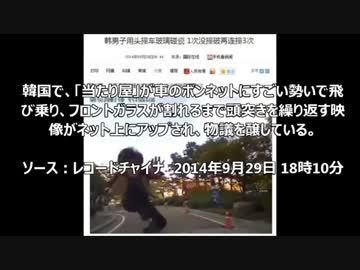 韓国人の酷すぎる民度と犯罪、火病の当たり屋がフロントガラスに