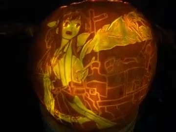 ハロウィンかぼちゃで「艦これ　金剛」を彫ってみた