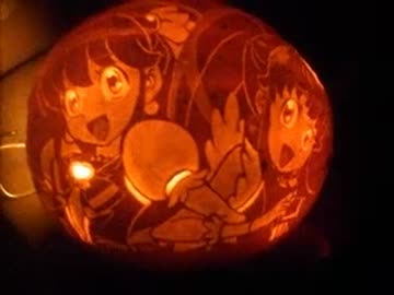 ハロウィンかぼちゃで「ハピネスチャージプリキュア」を彫ってみた