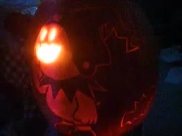 パンプキンカービングで「女神転生ジャックフロスト」を彫ってみた