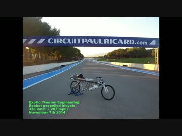 自転車：最高時速３３３ｋｍ世界記録（ロケットエンジン搭載）