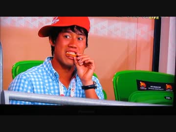 日本vsヨルダン観戦中の錦織圭