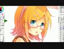 【VOCALOID】うさ耳カチューシャなリンちゃん描いてみた