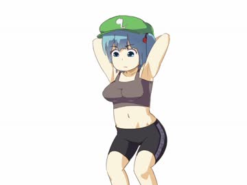 【手描き】東方　河城エクササイズ　～スクワット～