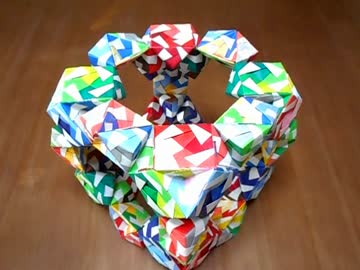 そのべ式ユニット折り紙　斜方切頂立方八面体　【264パーツ】