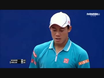 テニス 錦織圭vsアンドゥハール バルセロナオープン決勝-1(2015.4.26)