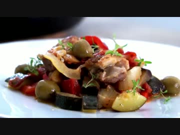 ＡＳＭＲ 鶏肉と野菜　レモンの蒸し焼き　タジン風