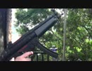 電動ガンＭＰ５　フルオートで発泡容器に入ったアルミ缶を撃ってみた。