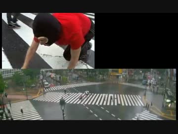 20150609 横山緑が渋谷の交差点でハイハイしているところ