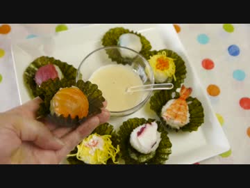 泡醤油（エスプーマ）と手まり寿司カップケーキを作ってみた