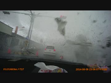 竜巻に吹き飛ばされる車