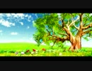 癒し系動画【広大な草原にモルフォ蝶と虹】CG