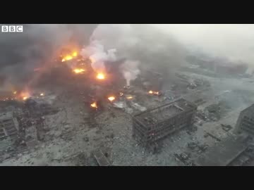ドローンから見た中国天津爆発跡地