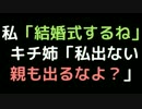 私「結婚式するね」　キチ姉「私出ない。親も出るなよ？」【2ch】
