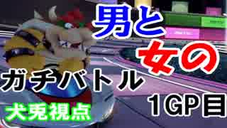 【実況】MK8　男と女のガチバトル　1GP目【犬兎視点】