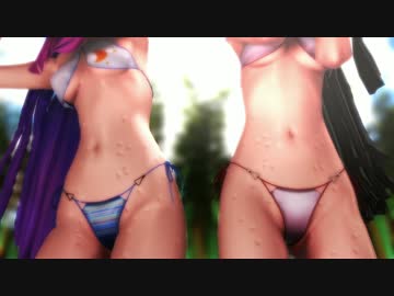 【東方MMD】汗だくな姫様たちが水浴びしてるよ【輝夜＆うどんげ】