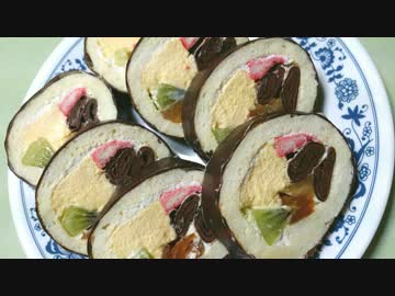 【騙されるな！】巻き寿司みたいなロールケーキ作ってみた(´･ω･`)