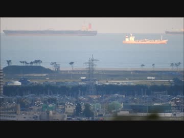 仙台湾沖の大型船（仙台城本丸跡より）2015-09-14