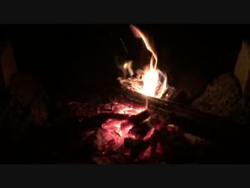 【癒し系BGM】　リアル焚き火②後半　炎と虫の音　【自然音】