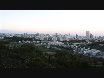 快晴の仙台、夕暮れと夜景（仙台城より）64倍速 2015-10-02